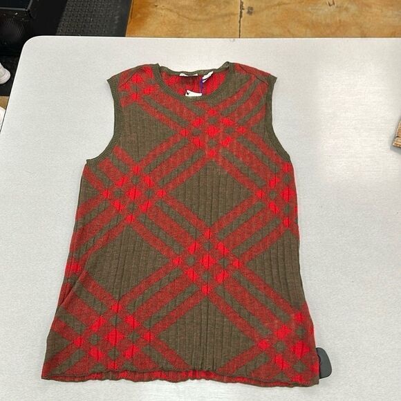NWT Burberry womens check' Dark Green Nylon Blend Vest - Picture 1 of 8